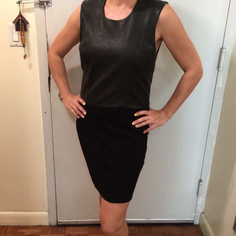 helmut lang gala knit dress Black Leather Combo Mini L Tank dress